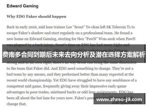 费南多合同到期后未来去向分析及潜在选择方案解析