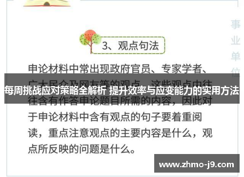 每周挑战应对策略全解析 提升效率与应变能力的实用方法